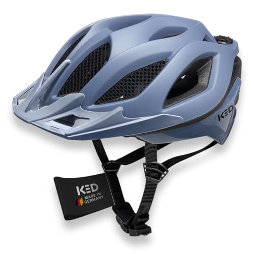 KED Spiri II Trend Allround Fahrradhelm Mit LED Licht Und Reflektor, Optimierter Belüftung, Insektenschutznetz Und K-FIT System | Farbe: Blue Grey Matt | Größe: 55-61 (L)