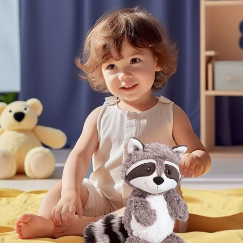 JcvPot Waschbär, Waschbär Kuscheltier, 25 cm Grauer Waschbär Plüschtier, Weiches Stofftier Zum Kuscheln Und Spielen, Kinder Und Sammler