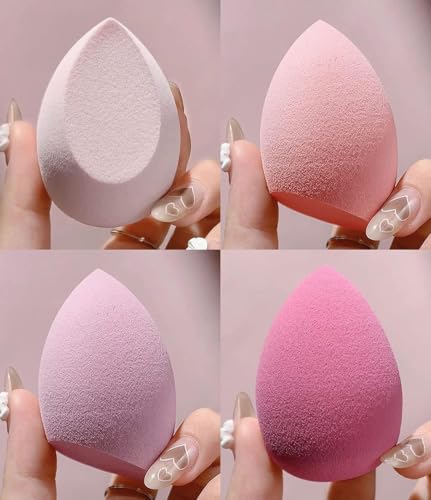 Image of Makeup Sponge and Triangle Powder Puff Combo Set - Beauty Blender for Liquid Foundation & Concealer with Soft Velvet Face Puffs for Loose Powder Baking & Setting Makeup Kit 8 Pcs