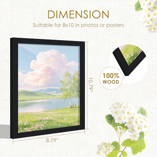 Image of 8x10 Picture Frame Set of 2, Solid Wood Frames, Black Woodgrain