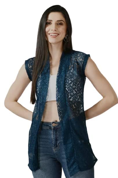 Net Shrug Design For Jeans Sleeveless Waist Length Shrugs Sweekash