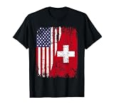 Swiss Roots | Half American Flag | Switzerland T-Shirt
