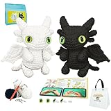 LuNuaFvy Crochet Animal Kit for Beginner Adults/Teen/Kid(9+ boy/girl)-Easy Complete Amigurumi Knitting Starter Set with 3-Style Pattern Diagram,Left/Right-Handed 4hr Video,Soft Yarn,Gift & Storage Bag