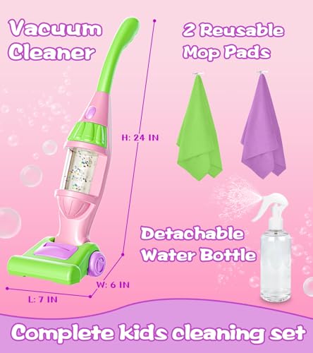 Toddler Vacuum Toy That Works with Lights & Sounds, Pretend Play Toy Vacuum for Toddlers 3-5 Years Old, Baby Vacuum for Boys, Girls, Kids Vacuum Cleaner Cleaning Toys with Spray Bottle, 2 Towels - image 9