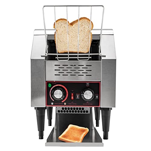 150 Slices/Hour Commercial Conveyor Toaster, 1300W Stainless Steel Heavy Duty Industrial Toasters w/Three-ring Heating Tubes, Countertop Electric Restaurant Equipment for Bun Bagel Bread Baked Food