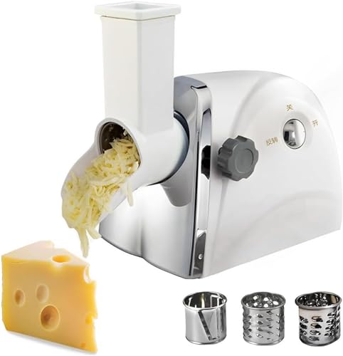 Electric Rotary Cheese Grater, 300W Commercial Cheese Shredder Machine with 3 Stainless Steel Blades, Fast Grating of 500g/min, Suitable for Potatoes, Vegetables, and Cheese