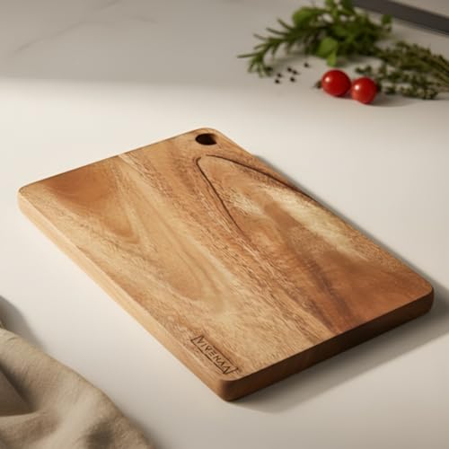 Image of Premium 100% Neem Wood Chopping Board | Solid Wooden Cutting Board for Kitchen | Knife-Friendly, Anti-Bacterial & Durable Wood Board for Cooking & Serving