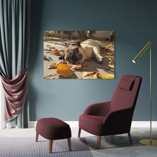 Reproduction de peintures a l'huile Pug en poster abstrait 30x45