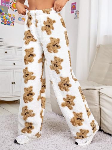 Verdusa Women's Fuzzy Plush Warm Pajama Pants Fleece Lounge Sleepwear Teddy Pj Bottoms4