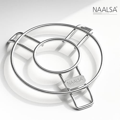 Image of NAALSA - Mars 3pc Set Stainless Steel Round Trivet, Hot Pot Stand, Heavy Duty Steel Trivet for Hot Utensils, 4mm Rod Table Top Ring, Hot Pot Mat Stand for Kitchen Utensil Vessel Holder (Pack of 3)