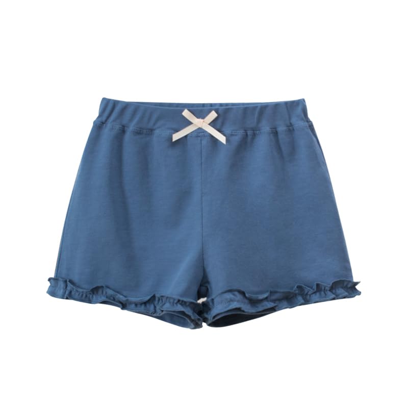 ELUTONG Kinder Mädchen Kurze Hose, Mädchen Baumwolle Sommer Sport Shorts mit Schleifen für Outdoor Rosa Blau 3-10 Jahre