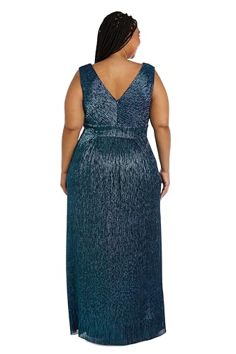 Image of R&M Richards Women's Sleeveless Maxi Dress - V-Neck Pleated Long Formal Gown W /Rhinestone Trim - Party & Cocktail Attire