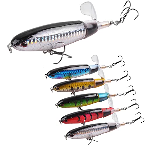 Lot De 5 Leurres Whopper Plopper – Topwater 9cm 15g – Bar, Truite, Mer