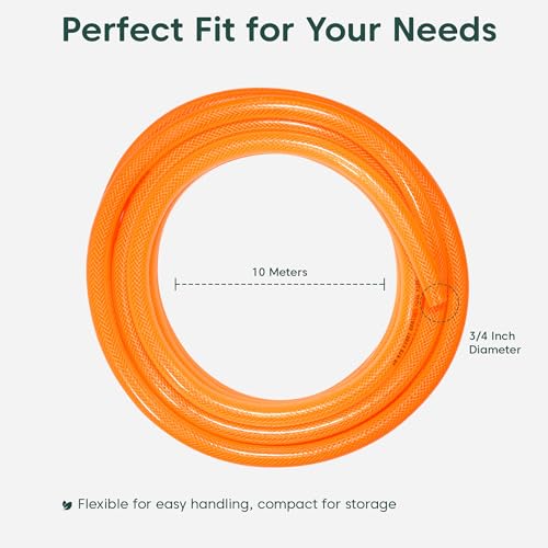 Image of Kyari Garden Hose Pipe Braided 10 Meter 3 /4 Inch Without Clamps - Heavy-Duty Flexible PVC Water Pipe for Home Garden, Plants, Car Wash, Cooler Filling, Balcony & Outdoor Use