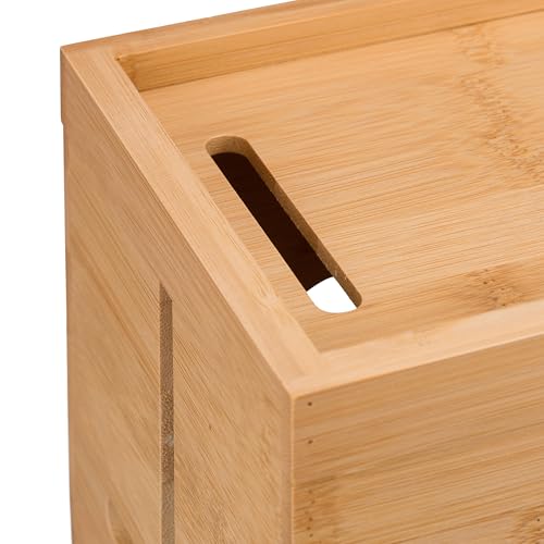 Relaxdays Kabelbox für 2 Steckdosenleisten, Bambus, HxBxT: 14 x 34,5 x 14 cm, Kabel verstecken, Steckdosenbox, natur