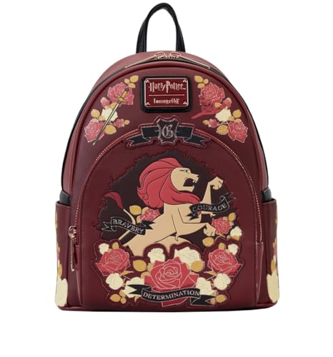 Loungefly Mini mochila Harry Potter Gryffindor House tatuagem floral, Preto, tamanho nico
