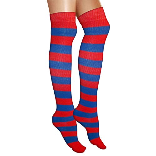 AJs Adult Knee High Striped Socks - Red/Blue2