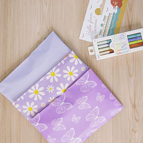 Image of Inspired Mailers - Large Poly Mailers 14.5 x 19-50 Pack - Purple Daisies - Large Shipping Bags for Clothing - Large Mailing Envelopes - Shipping Envelopes - Mailers Poly Bags