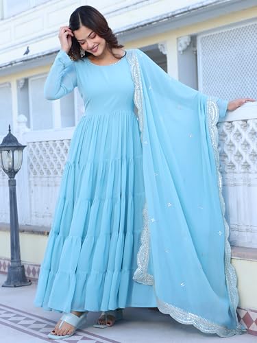Image of Wedani Georgette Sequins Work Anarkali Kurta Set for Women