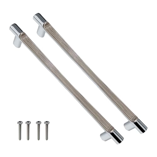 Image of VOLO Wardrobe Cabinet Handle - Sleek Pull Handle for Drawers, Wardrobes, Sliding Doors, and Cabinets in Kitchen, Bedroom, and Office (R-241) (1, Silver, 288MM (12 Inch))