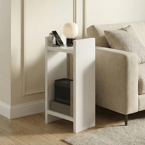 Furinno Viola 2-Tier Tall Side Table, Book Shelf, Planter Stand, White - image 2