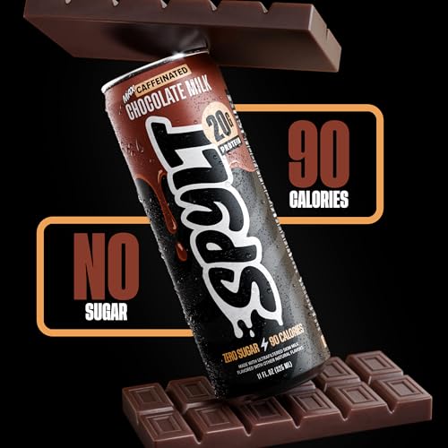 Image of Spylt Max Chocolate Milk Protein Snacks, 20g Protein, 140mg Caffeine, 12 | Ready to drink coffee and shake in one, 90 calories, sugar free, lactose free, rich creamy taste, grab and go can