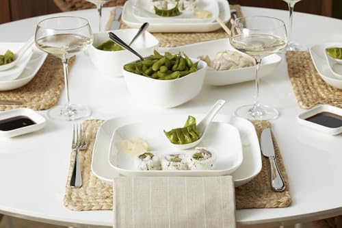 Image of Lenox Dinnerware Set, Studio 1414 Square 16-Piece Set, Service For 4, Bone China Material, Dishwasher & Microwave Safe, Home And Kitchen, Kitchen And Dining, Plates And Bowls Sets (White, 16 Pieces)