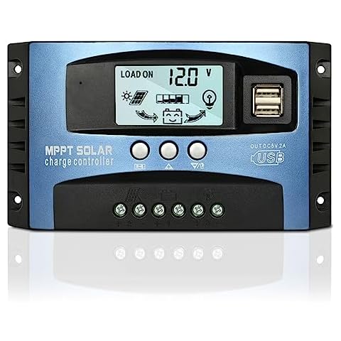 [Upgraded] 30A MPPT Solar Charge Controller, 12V 24V Dual USB Solar Panel Battery Intelligent Regulator with LCD Display, Auto Parameter Adjustable, Timer Setting, Multiple Load Control Modes Cover