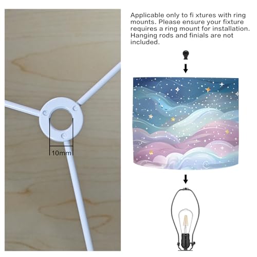 Image of Nuxovilar Lamp Shades Set of 2, 13 inch Top x 13 inch Bottom x 10 inch High (Spider) | Table lamp shades dreamy starry sky design bedroom guest room covers light accessories (Starry)