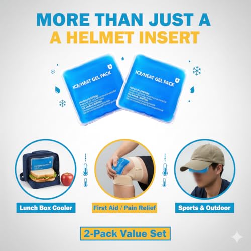 Image of Hard Hat Ice Pack Inserts, Helmet Ice Pack, Cooling Gel Packs for Cold Compress, Blue, 2 Pack