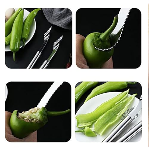 Image of Stainless Steel Julienne Vegetable Peeler Multi-Functional Fruit & Veggie Shredder Slicer and Grater for Potatoes, Carrots, Cucumbers (Seed Corer Remover Tool)