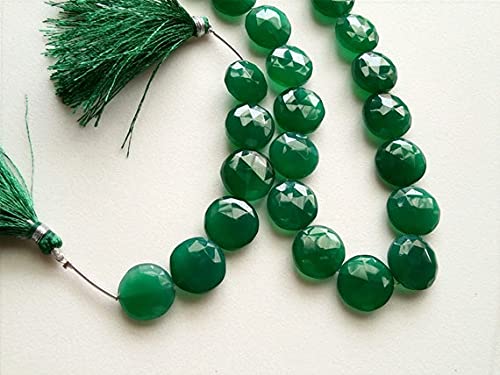 Green onyx coin beads 14mm pierres naturelles vertes pour fabrication bijoux DIY