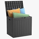 EasyUp 35 Gallon Resin Deck Box Waterproof, UV Resistant Outdoor Storage Box for Delivery, Patio, Garden,and Porch,Striped Black