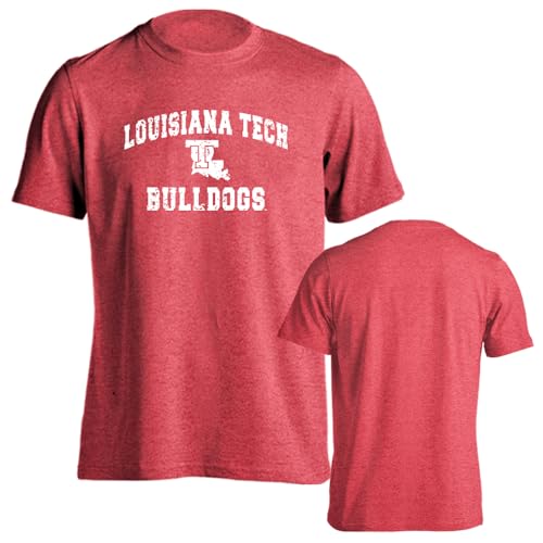 Sport Your Gear Louisiana Tech Bulldogs Distressed Retro Logo Short Sleeve T-Shirt - Red Heather - X-Large