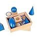 QUEENBAR Large 3D Shapes Geometric Solids Wooden Montessori Toys Math Games Toys Blocks - Math Manipulatives Geometry Set Geo Blocks for Kids Preschool Learning Toys| Elementary Homeschool Supplies