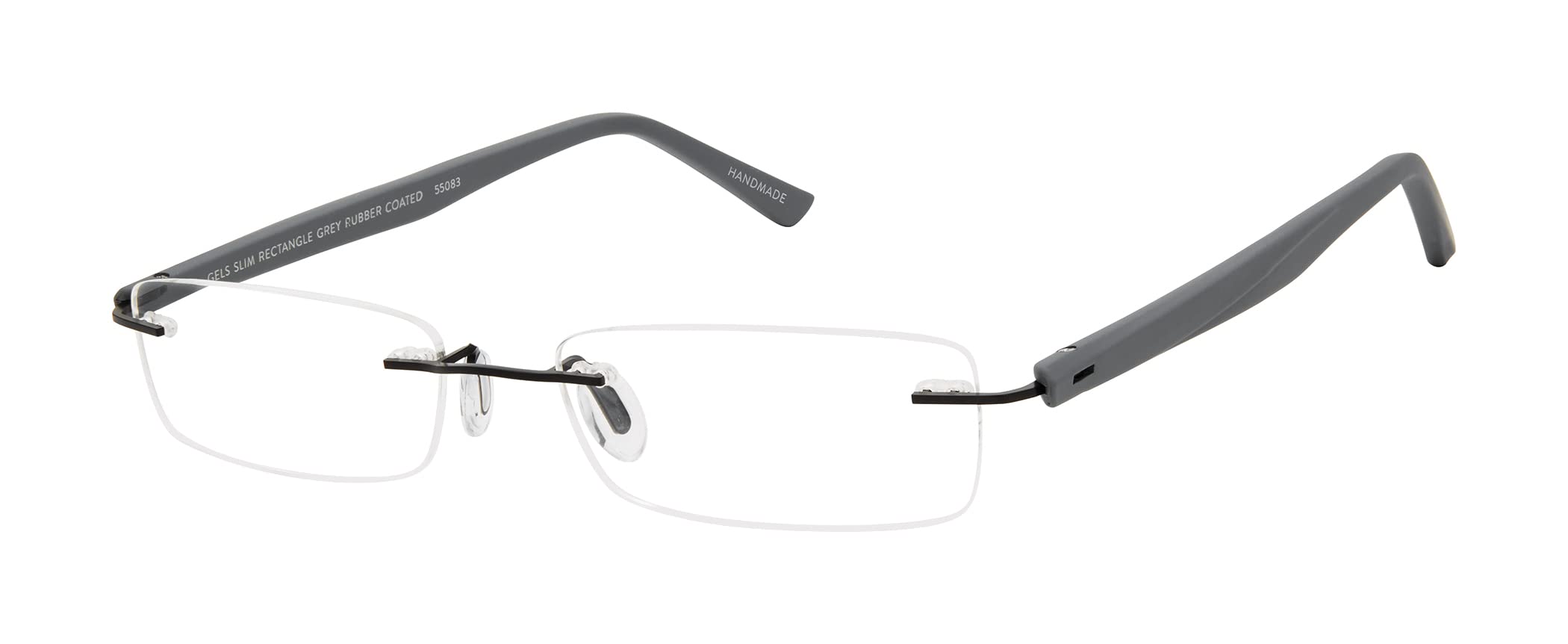 Scojo New York Gels Slim Rectangle Reading Glasses, Handmade Scratch Resistant Readers for Women and Men, Grey Rubber Coated - 2.25x