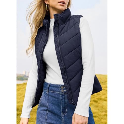 ELEGY Puffer Vest Women Sleeveless Zip up Outerwear, Cozy Without Bulk, Lightweight Stand Collar Quilted Vest Jacket2