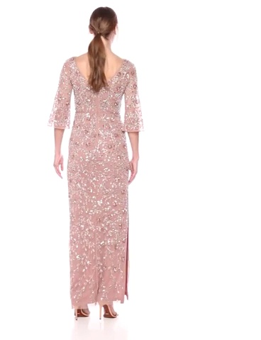 Watch Aidan by Aidan Mattox Women＇s Long Sleeve Beaded Gown on Amazon Live