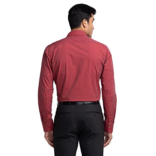 Image of Raymond Men's Pure Cotton Fil-A-Fil Pattern Slim Fit Semi Cutaway Collar Full Sleeve Formal Shirt