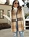Tanming Women's Plaid Vest Brushed Flannel Sleeveless Shacket Shirt Jacket with Pockets(Brown-L)