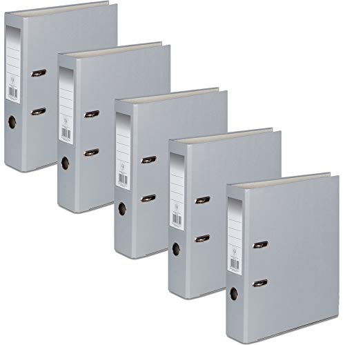OFFICE CENTRE 5 x Grey A4 75mm Strong Premium Business Lever Arch Files Folders Metal Binder Bar Ring Document