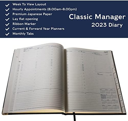 Collins Classic Manager Week (Appt) 2023 Diary - Black (1210V.99-23) -Complete Business Planner, Agenda and Journal Organiser