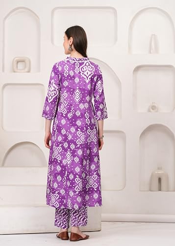 Image of Ethnic Villa Traditional Floral Anarkali Suit with Dupatta, 3 Sleeve Cotton Dress Set, Printed Kurta Palazzo with Dupatta Set (Pack of 1)