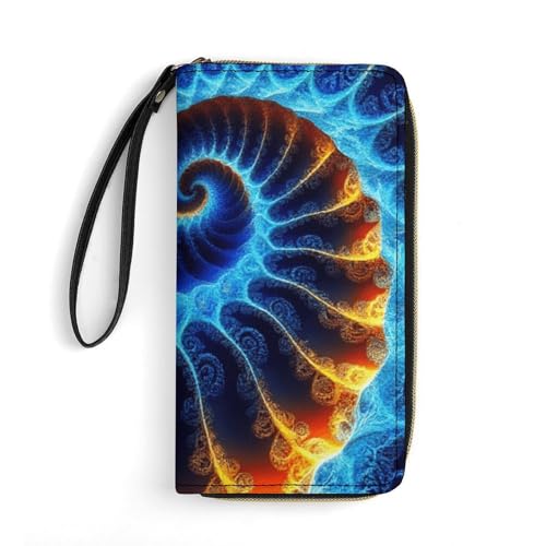 Women Travel Wallet, Zipper Closure Phone Purse, Portable Rope Wallets, Perfect for Business, Spiral Fractal Tie Dye Octopus