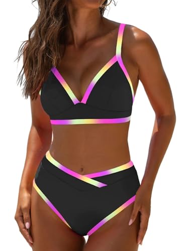 popvil High Waisted Bikini Sets for Women Neon Two Piece