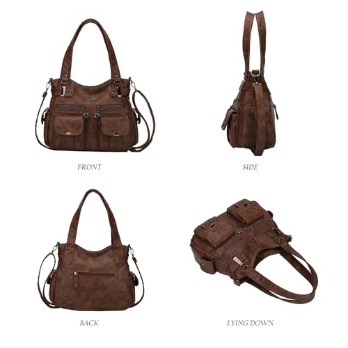 Bolso de hombro grande para mujer en cuero PU con múltiples bolsillos miniatura 5