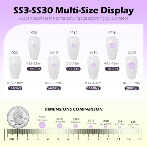 Image of Mocha Lt.Purple Flatback Rhinestones, Glass Rhinestones for Nail Art and Craft, Glue Fix, Loose Crystal Gemstones(Mocha Lt.Purple, SS16, 1440pcs, 3.8-4.0mm)
