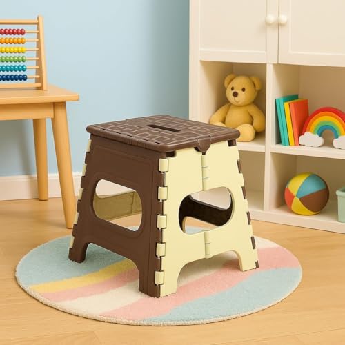 Image of 12-Inch Super Strong Folding Step Stool for Adults & Kids - Foldable Sitting Stool for Home, Kitchen, Garden, Travel - Durable Plastic Feces for Home Use (12 INCH Stoll)