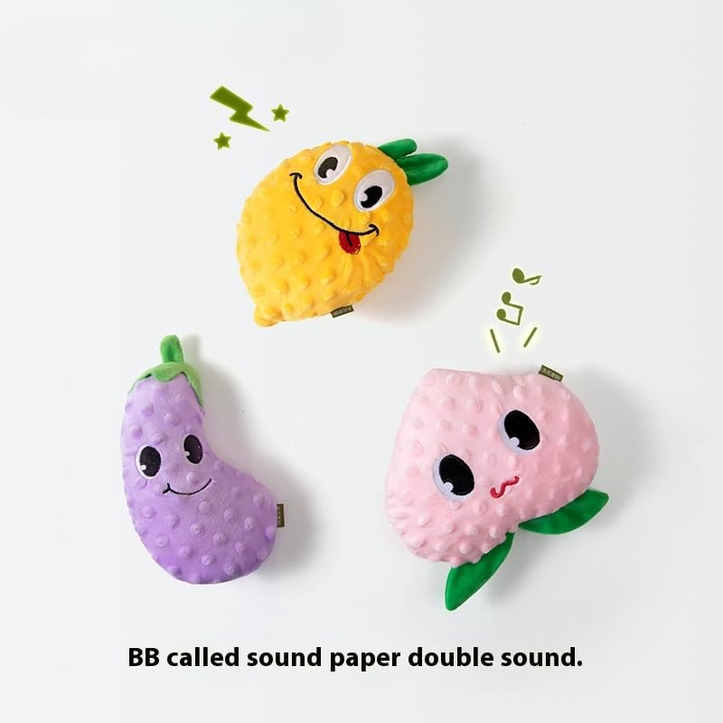 DAFORERAL Plüsch Gemüse Obst Hundespielzeug Quietschendes Kauspielzeug für Hunde, Dual Sound Design für Langeweile Linderung und Zahnreinigung (Zitrone)