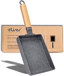 Tamagoyaki Pan Square Japanese Omelette Pan,Non-stick Egg Roll Pan,Rectangle Frying Pan Wood Handle,with Silicone Brush & Solid Wood Spetula,Grey